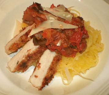 Pork with Spaghetti Squash, Eggplant and Tomatoes Recipe