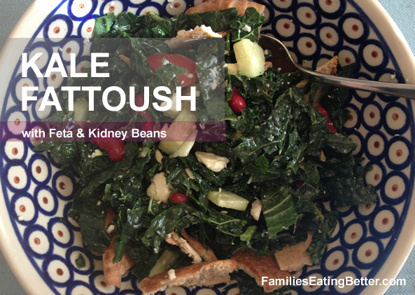 Kale Fattoush with Feta and Kidney Beans