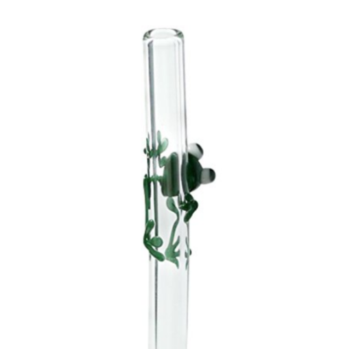 Green Frog Glass Straw Rear View