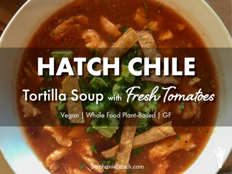 Vegan Tortilla Soup with Hatch Chiles and Fresh Tomatoes
