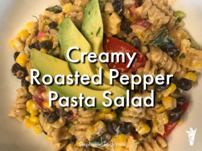 Creamy Roasted Pepper Pasta Vegan WFPB Oil-Free Recipe